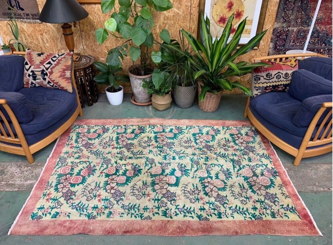 Vintage Turkish Rug 206x135 cm shabby Distressed carpet Medium Regular priceSale price