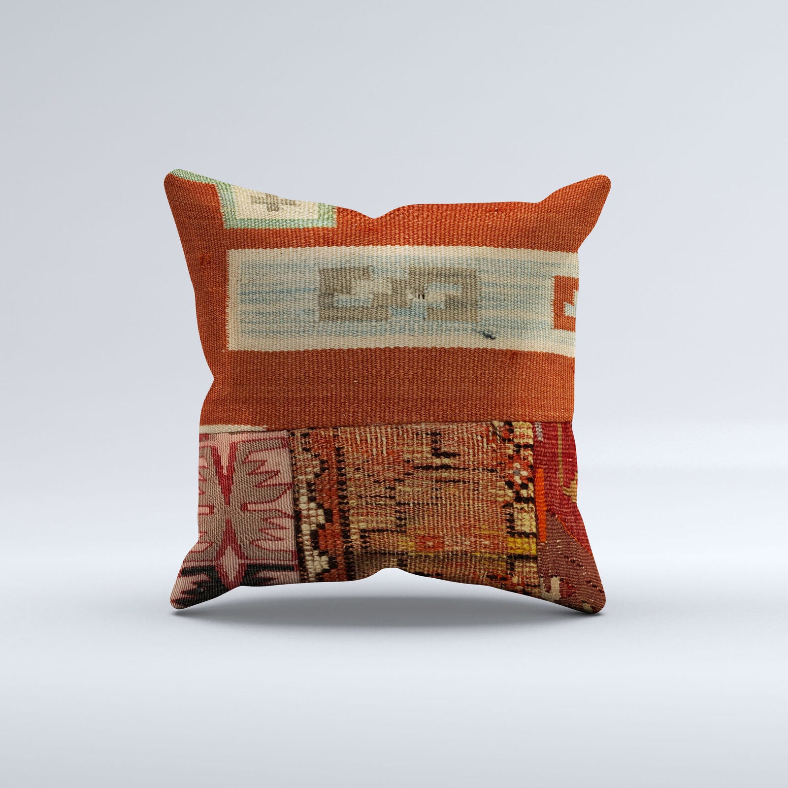 Vintage Turkish Kilim Cushion Cover 40x40 cm 16x16 in Square