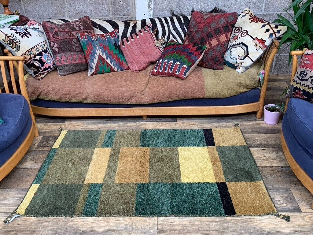 Old Gabbeh Rug 150x89 cm vintage carpet, Tribal Handwoven Medium