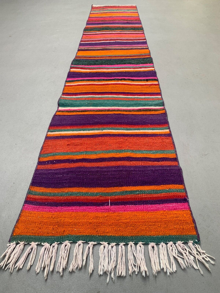 Old Turkish narrow Kilim Runner 283x51 cm shabby chic, vintage kelim