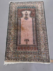 Turkish Silk Rug shabby Vintage, 128x79cm Tribal Clearance 2510