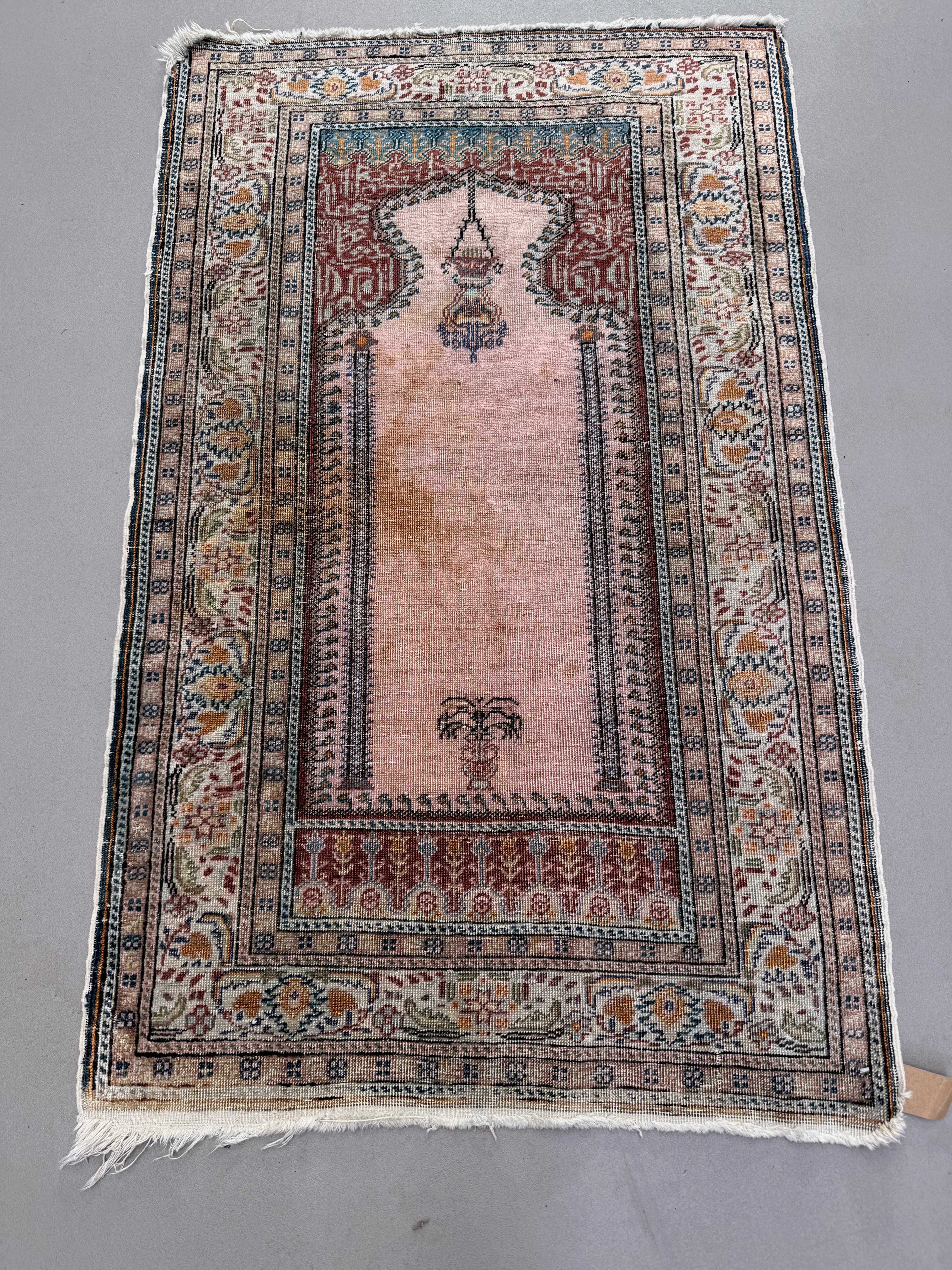 Turkish Silk Rug shabby Vintage, 128x79cm Tribal Clearance 2510
