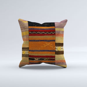 Vintage Turkish Kilim Cushion Cover 40x40 cm 16x16 in  Square Pillowcase 40995