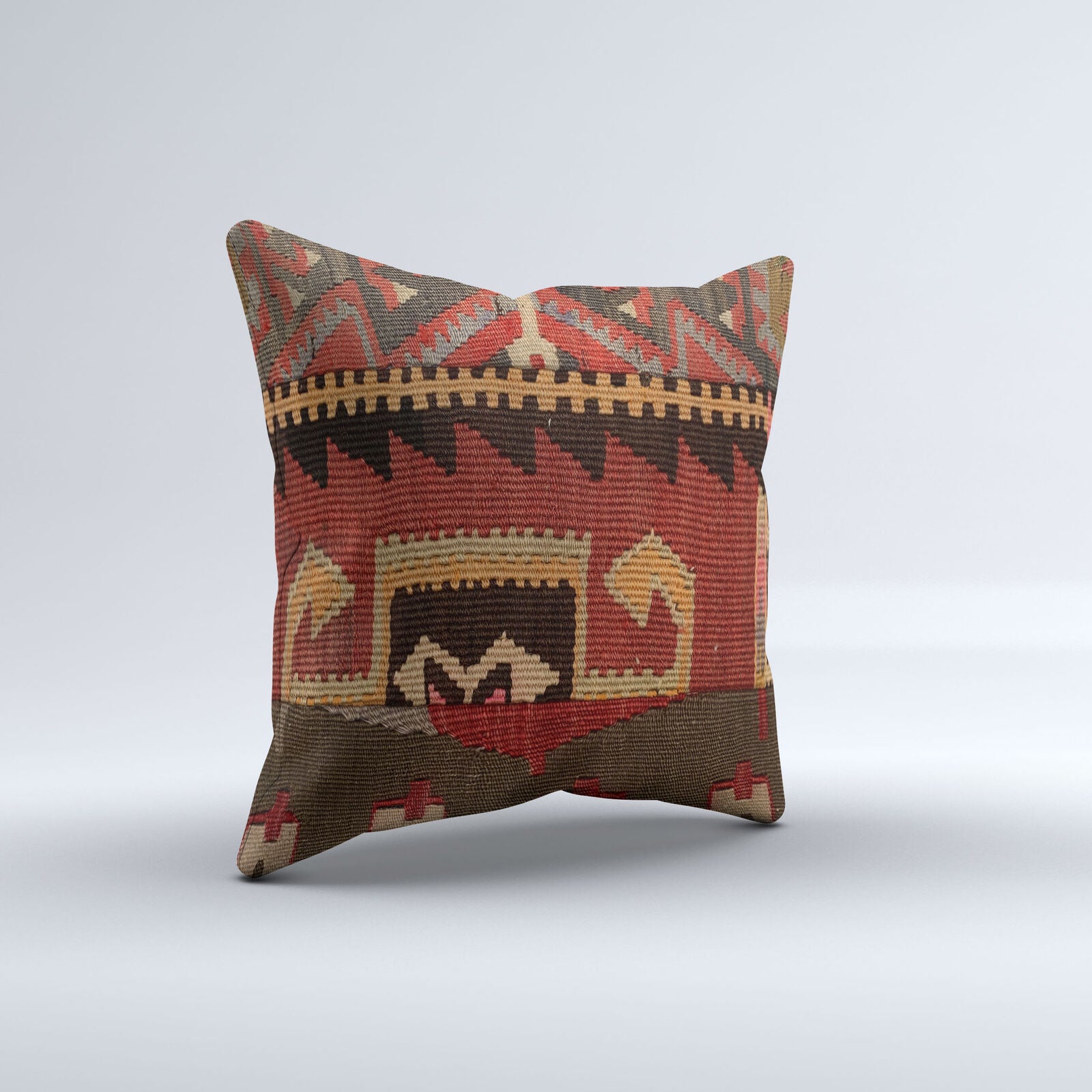 Vintage Turkish Kilim Cushion Cover 40x40 cm 16x16 in  Square Pillowcase 40977
