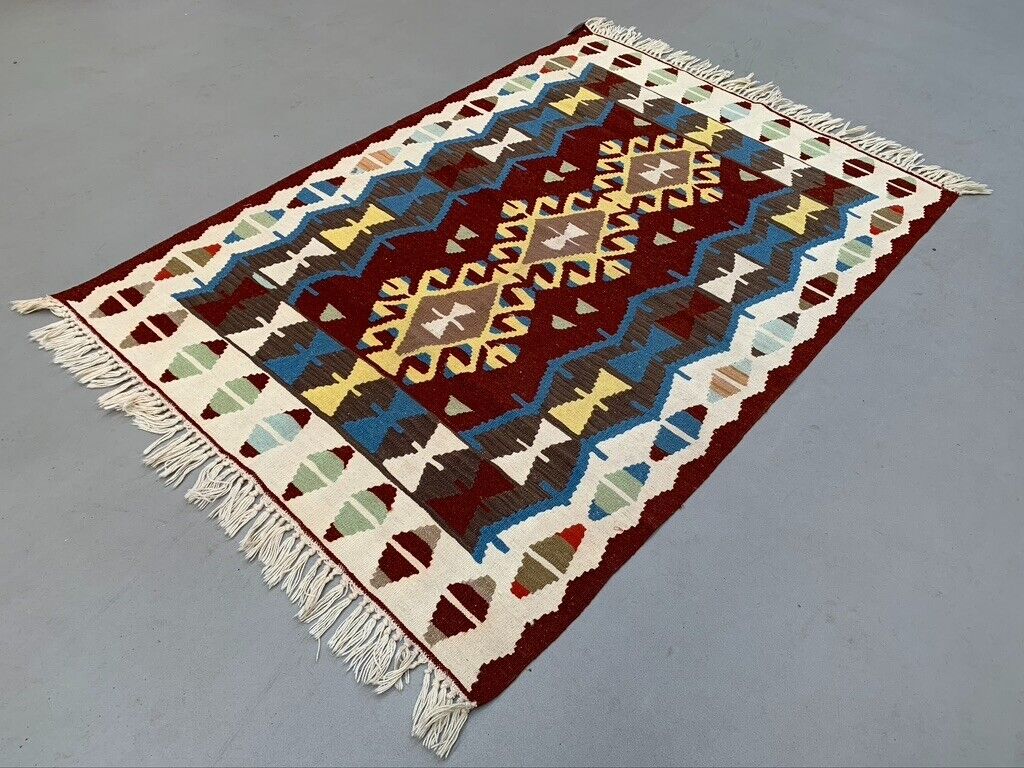 Large Vintage Turkish Kilim Rug 180x118 cm Wool Kelim Medium