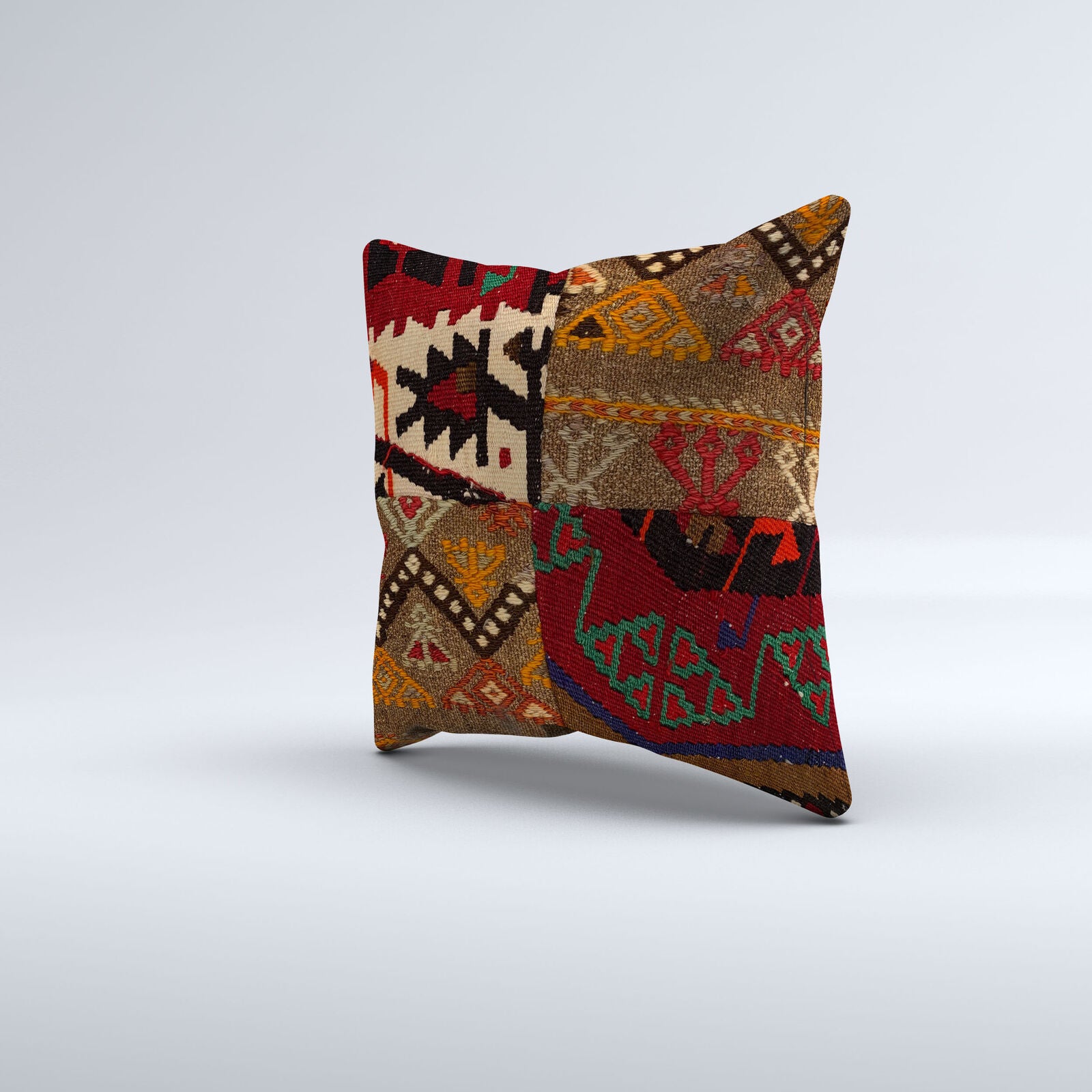Vintage Turkish Kilim Cushion Cover 40x40 cm 16x16 in  Square Pillowcase 40946