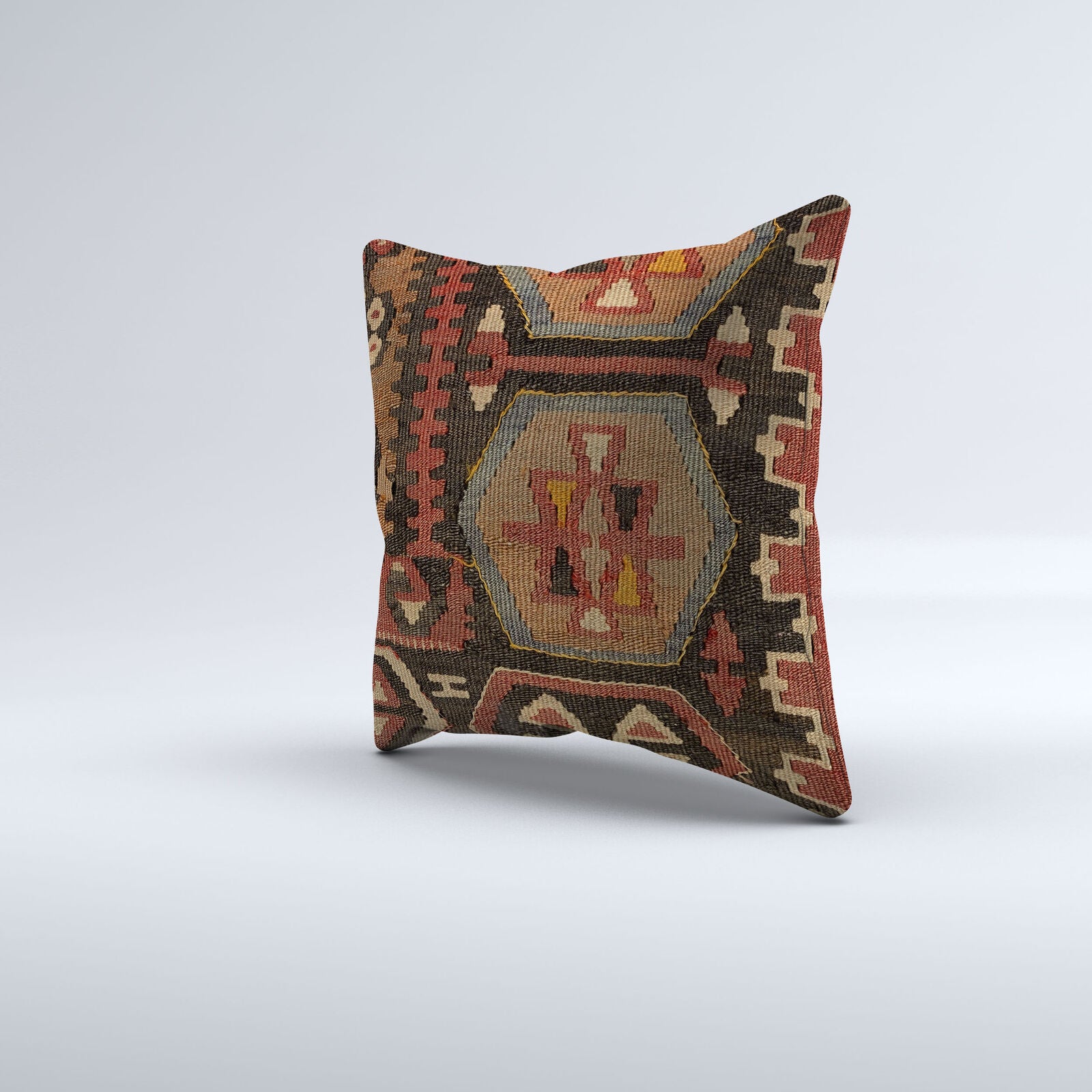 Vintage Turkish Kilim Cushion Cover 40x40 cm 16x16 in  Square Pillowcase 40980