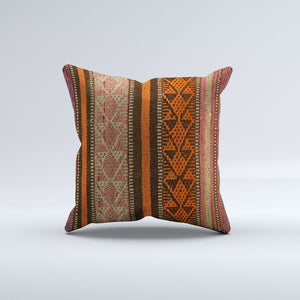 Vintage Turkish Kilim Cushion Cover 40x40 cm 16x16 in  Square Pillowcase 40974