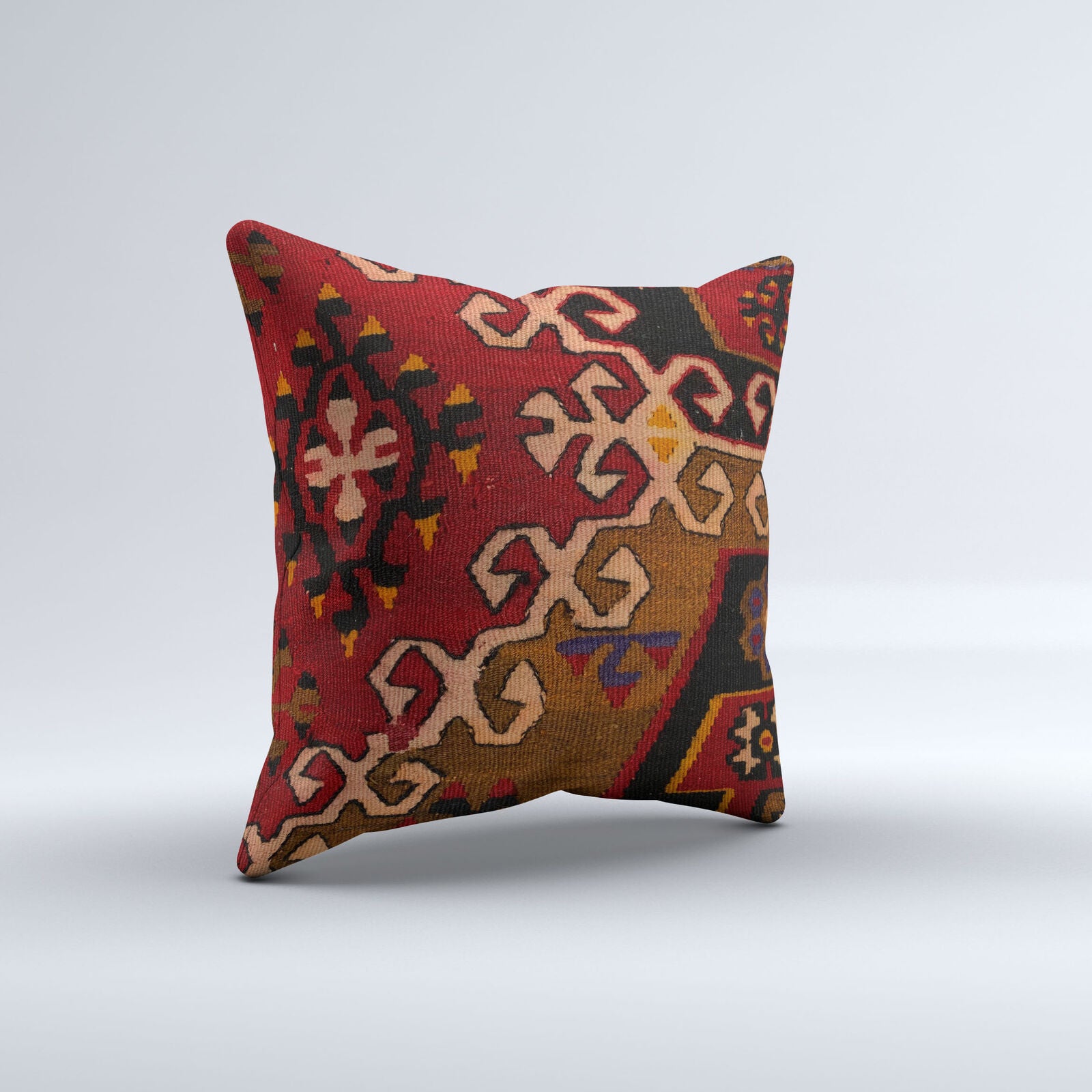 Vintage Turkish Kilim Cushion Cover 40x40 cm 16x16 in  Square Pillowcase 40956