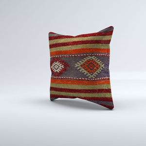 Vintage Turkish Kilim Cushion Cover 40x40 cm 16x16 in  Square Pillowcase 40940