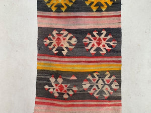 Old Turkish narrow Kilim Runner 263x62 cm shabby chic, vintage kelim 2494