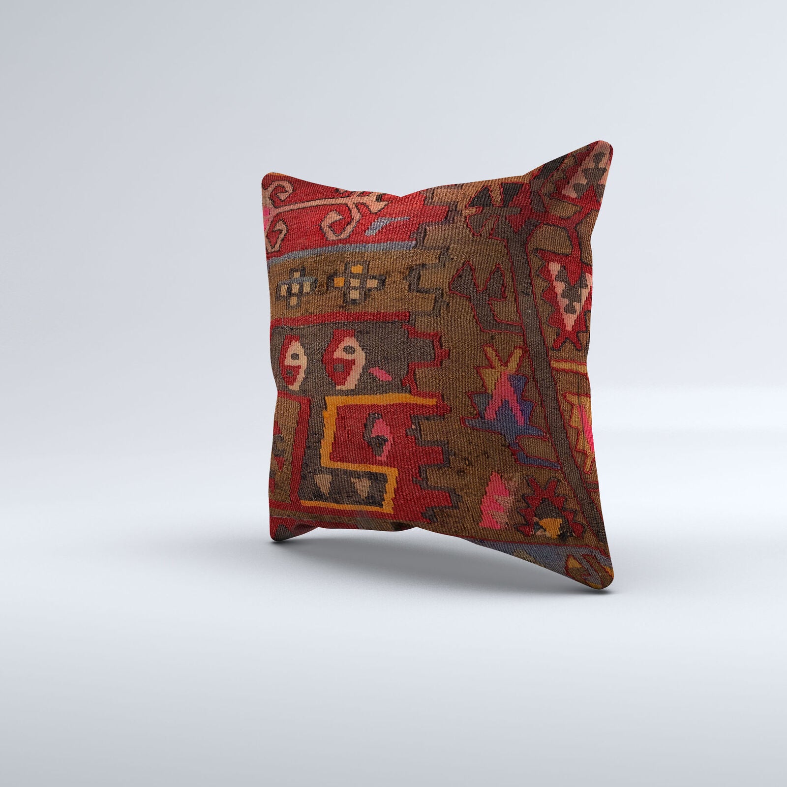 Vintage Turkish Kilim Cushion Cover 40x40 cm 16x16 in  Square Pillowcase 40949