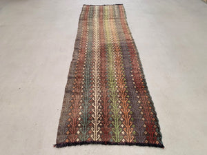 Old Turkish Kilim Runner 250x72 cm, shabby chic, vintage kelim Red Black