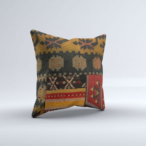 Vintage Turkish Kilim Cushion Cover 40x40 cm 16x16 in  Square Pillowcase 40989