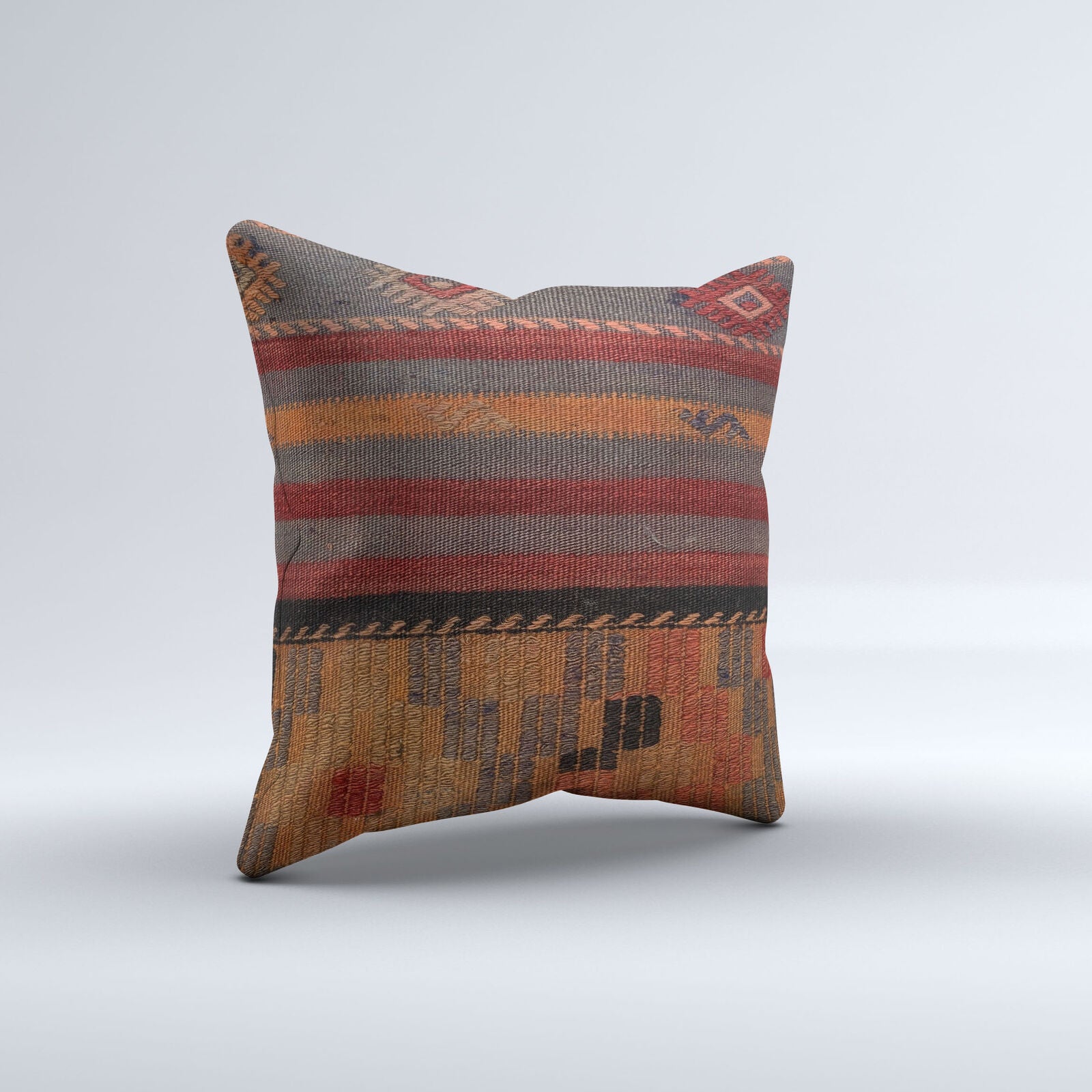 Vintage Turkish Kilim Cushion Cover 40x40 cm 16x16 in  Square Pillowcase 40948
