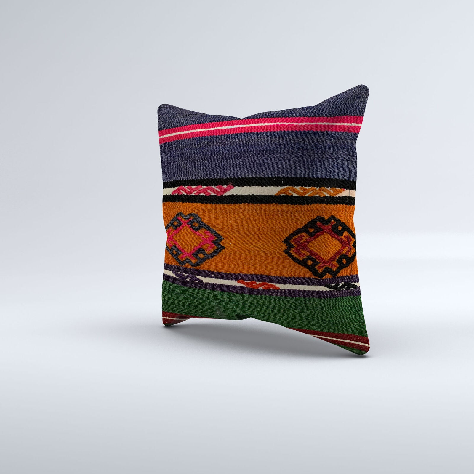 Vintage Turkish Kilim Cushion Cover 40x40 cm 16x16 in  Square Pillowcase 40954