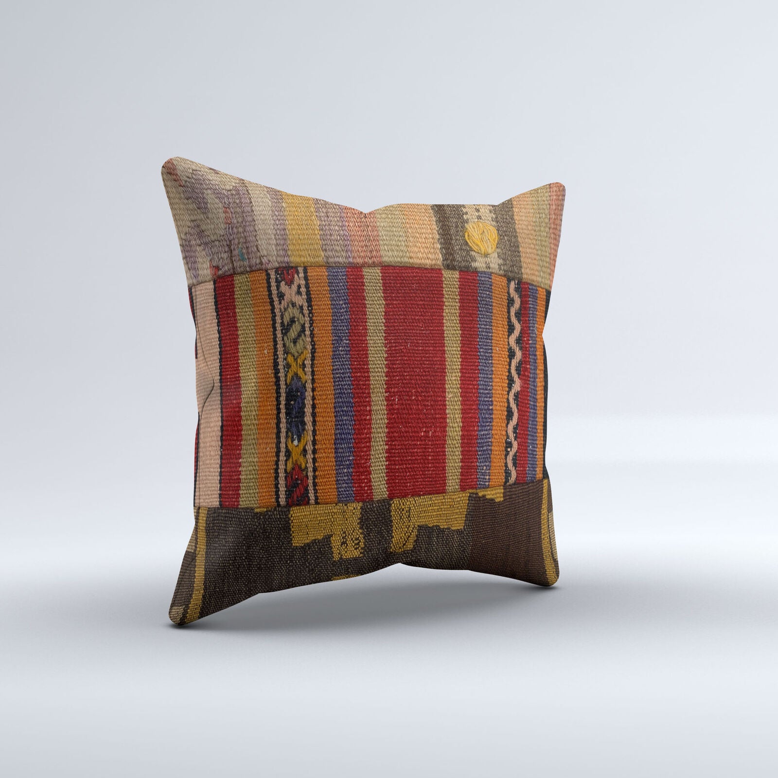 Vintage Turkish Kilim Cushion Cover 40x40 cm 16x16 in  Square Pillowcase 40990