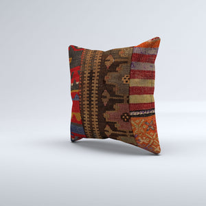 Vintage Turkish Kilim Cushion Cover 40x40 cm 16x16 in  Square Pillowcase 40965