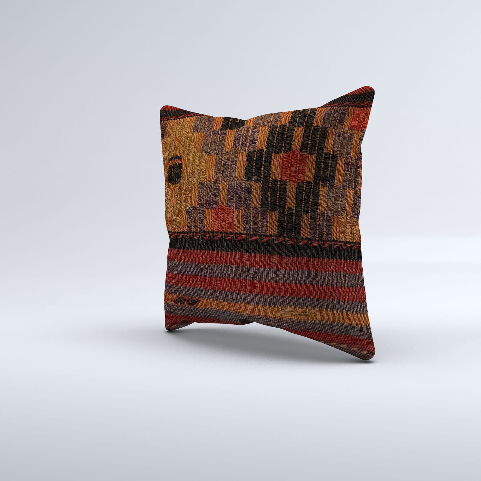 Vintage Turkish Kilim Cushion Cover 40x40 cm 16x16 in  Square Pillowcase 40997