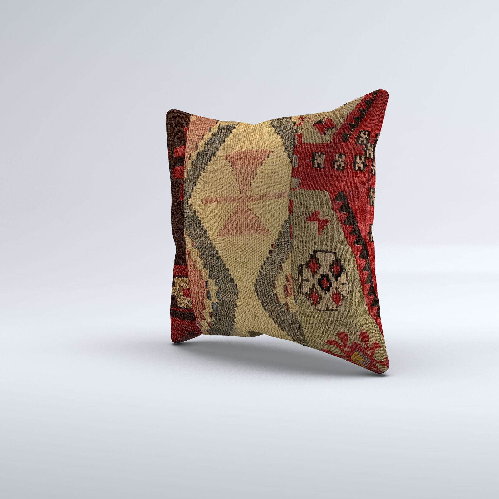 Vintage Turkish Kilim Cushion Cover 40x40 cm 16x16 in  Square Pillowcase 40991