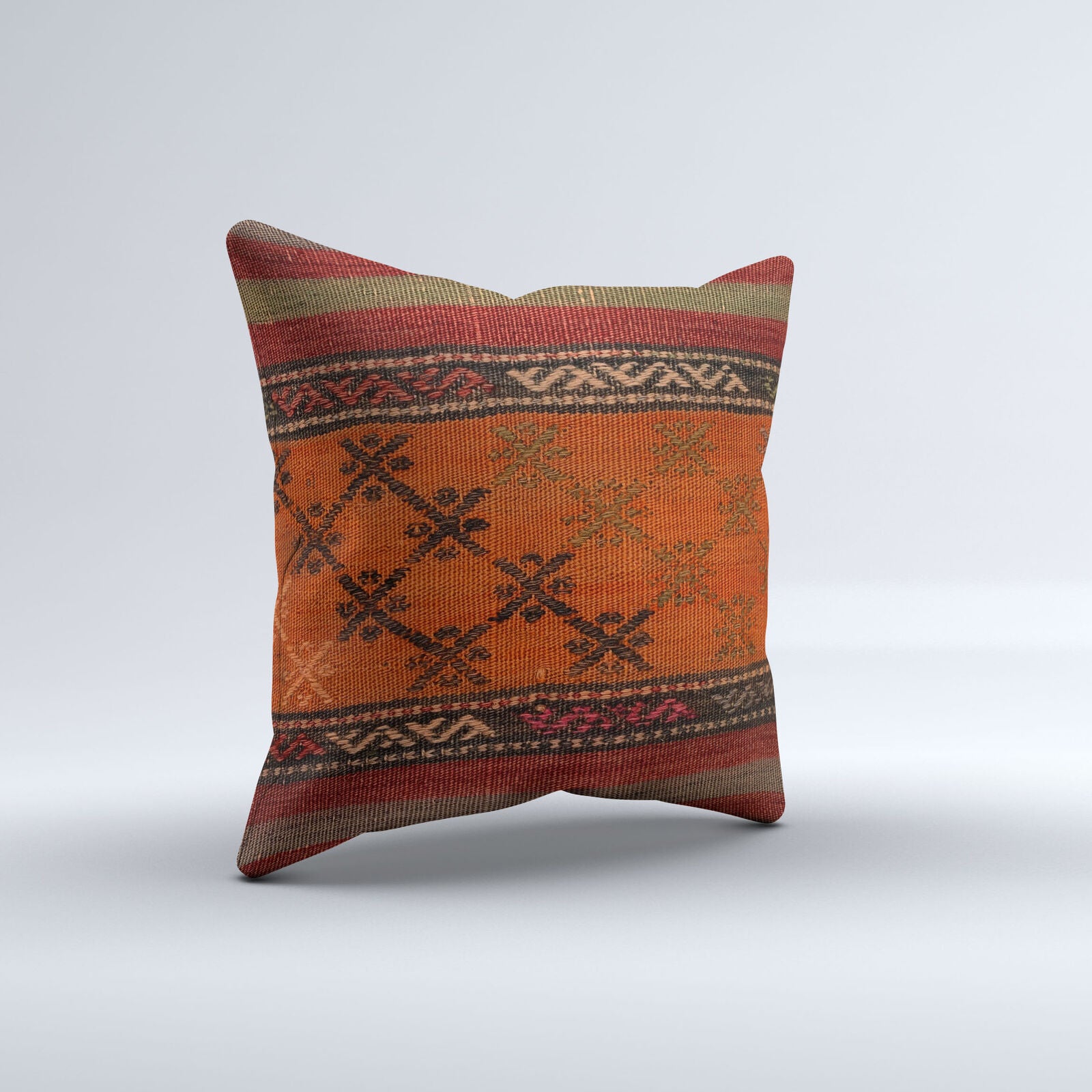 Vintage Turkish Kilim Cushion Cover 40x40 cm 16x16 in  Square Pillowcase 40973