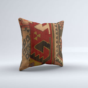 Vintage Turkish Kilim Cushion Cover 40x40 cm 16x16 in  Square Pillowcase 40994