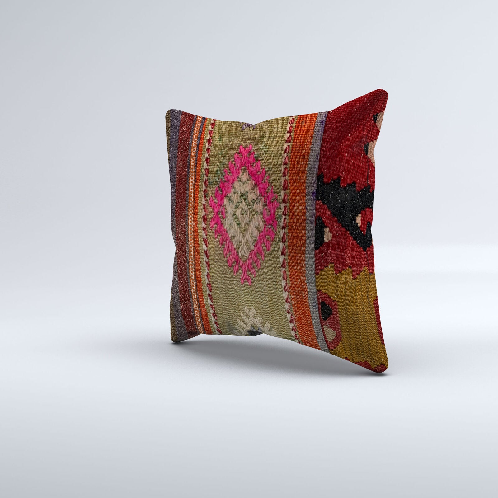 Vintage Turkish Kilim Cushion Cover 40x40 cm 16x16 in  Square Pillowcase 40942
