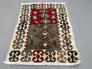 Vintage Small Turkish Kilim 66x90 cm Kelim Rug shabby, boho small - 2487