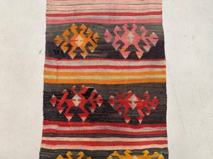 Old Turkish narrow Kilim Runner 263x62 cm shabby chic, vintage kelim 2494