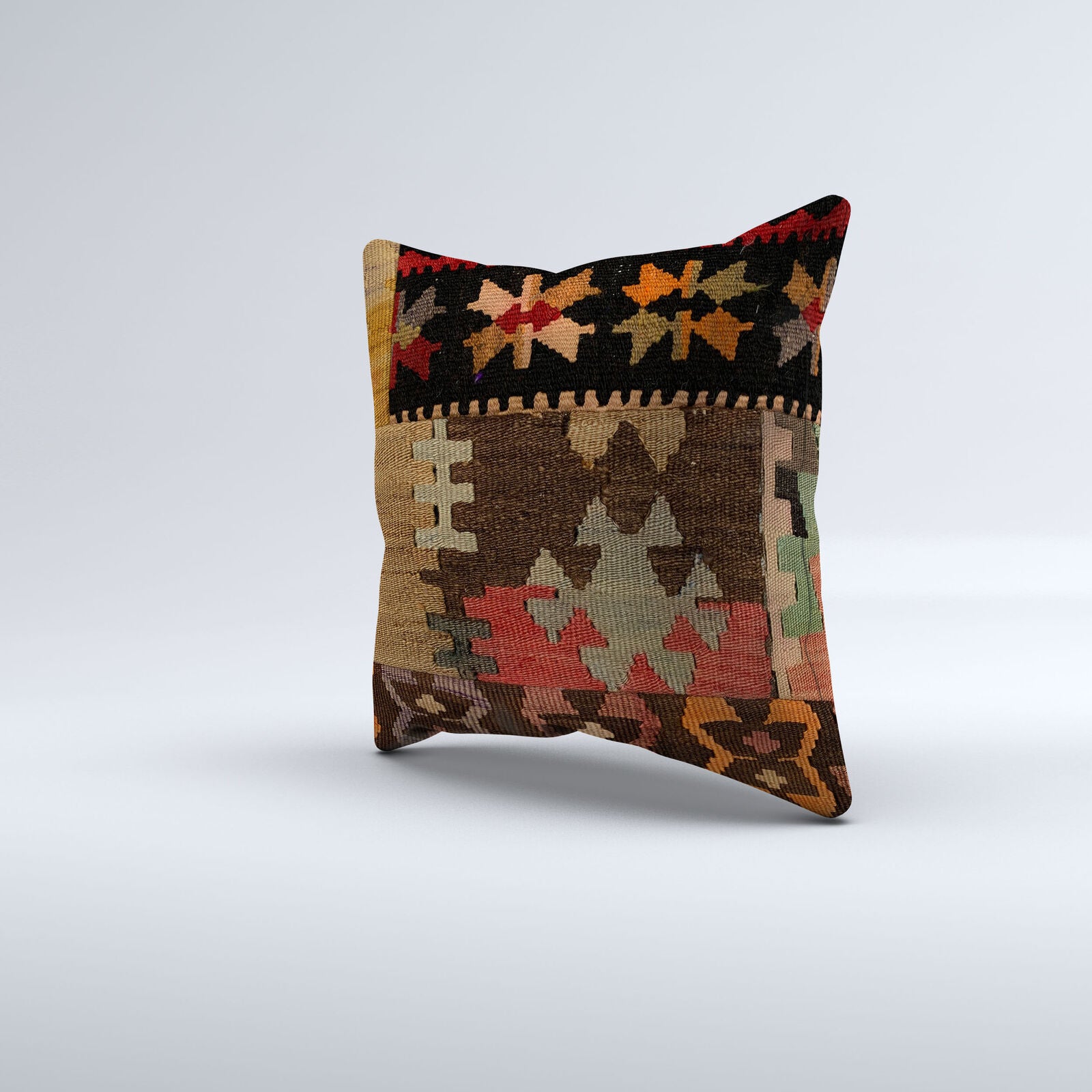 Vintage Turkish Kilim Cushion Cover 40x40 cm 16x16 in  Square Pillowcase 40962