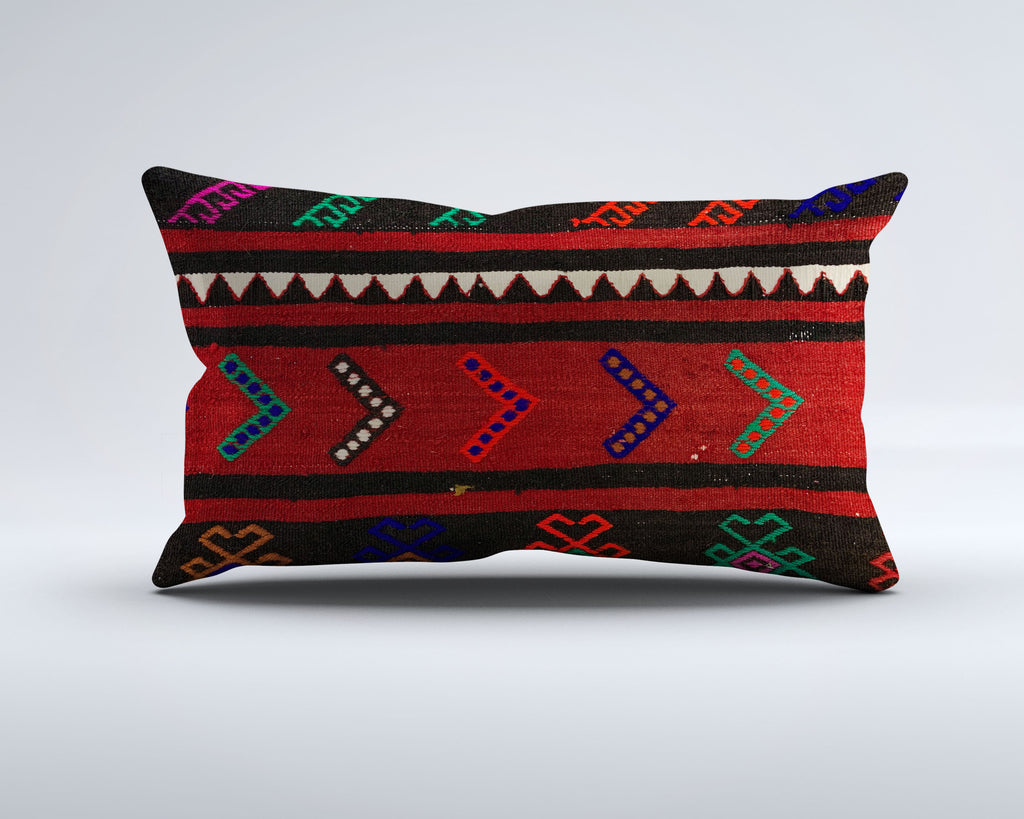 Vintage Turkish Kilim Cushion Cover 30x50 cm Lumbar Wool Kelim Pillowcase 35254