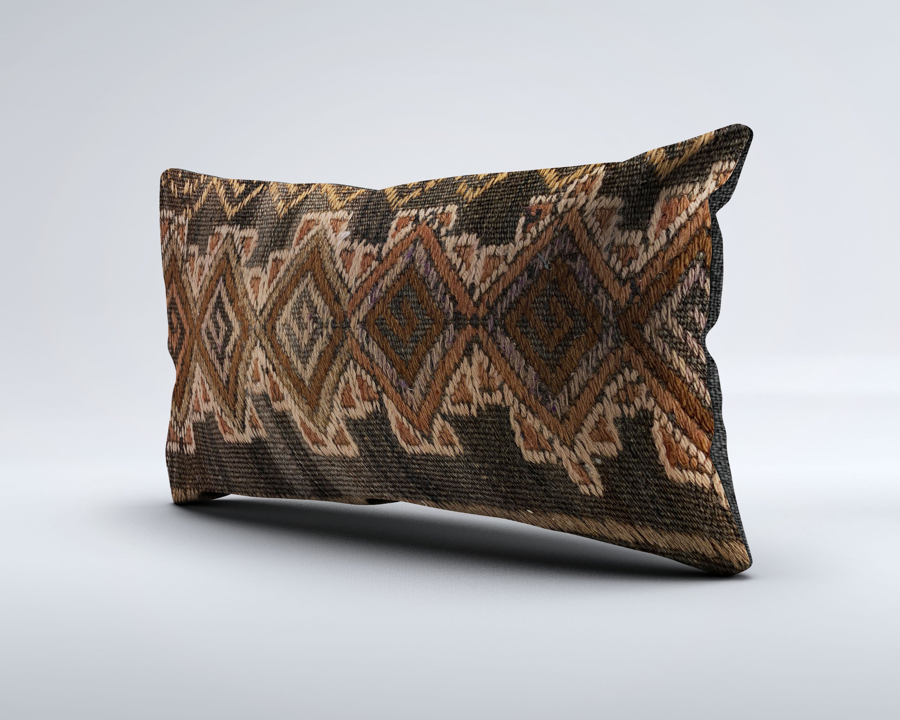 Vintage Turkish Kilim Cushion Cover 30x50 cm Lumbar Wool Kelim Pillowcase 35257