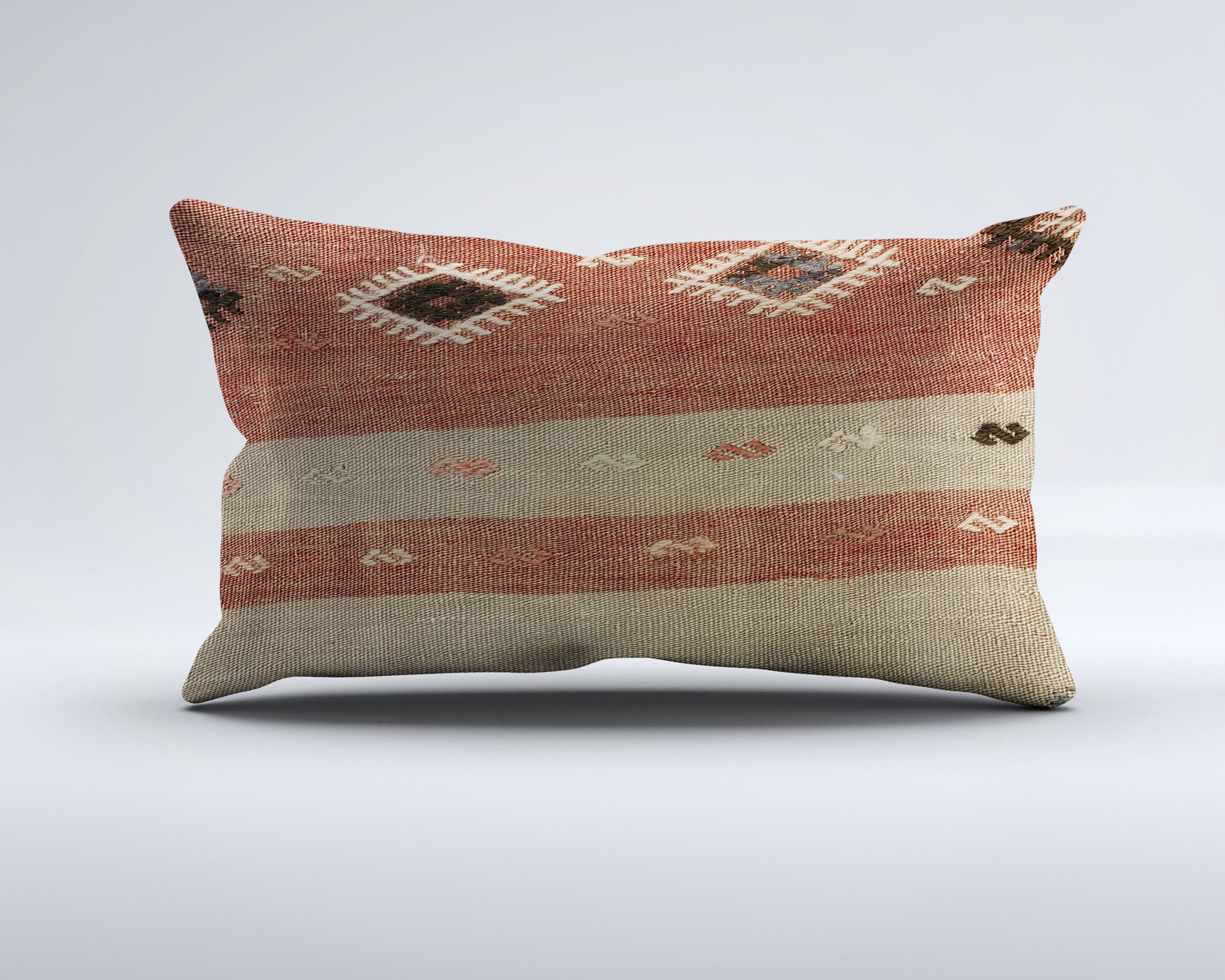 Vintage Turkish Kilim Cushion Cover 30x50 cm Lumbar Wool Kelim Pillowcase 35259