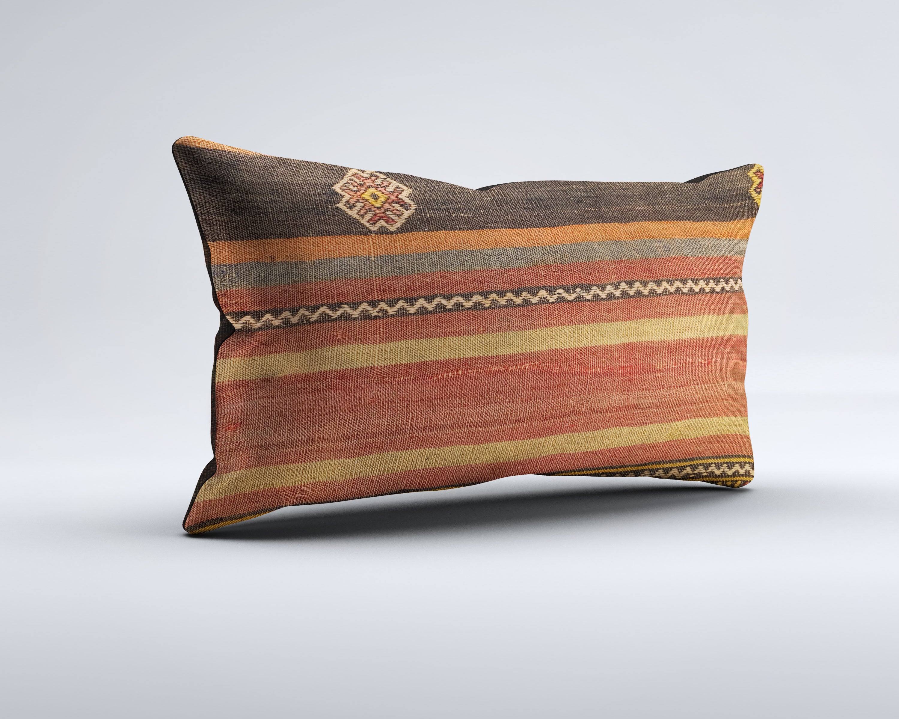 Vintage Turkish Kilim Cushion Cover 30x50 cm Lumbar Wool Kelim Pillowcase 35260