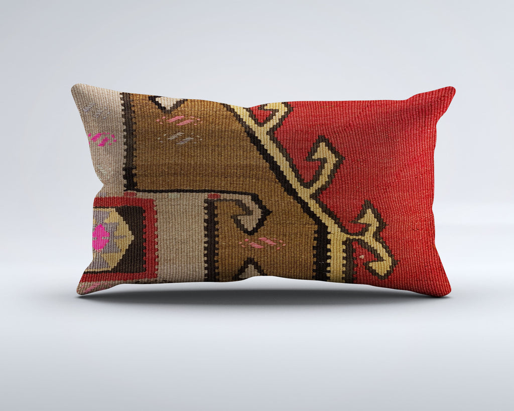 Vintage Turkish Kilim Cushion Cover 30x50 cm Lumbar Wool Kelim Pillowcase 35264