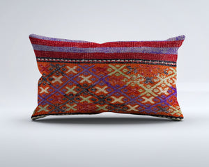 Vintage Turkish Kilim Cushion Cover 30x50 cm Lumbar Wool Kelim Pillowcase 35267