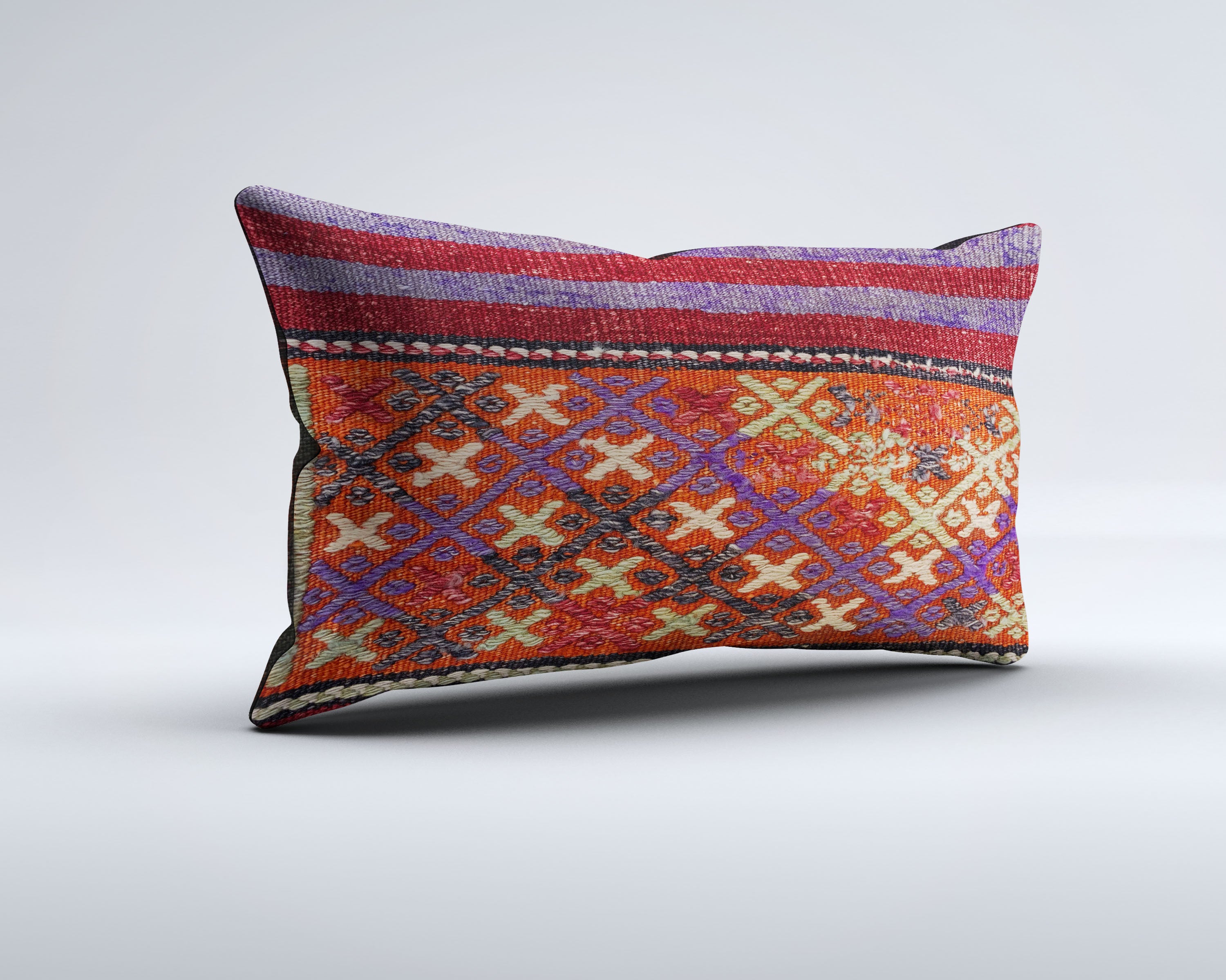 Vintage Turkish Kilim Cushion Cover 30x50 cm Lumbar Wool Kelim Pillowcase 35267