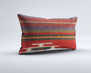 Vintage Turkish Kilim Cushion Cover 30x50 cm Lumbar Wool Kelim Pillowcase 35269