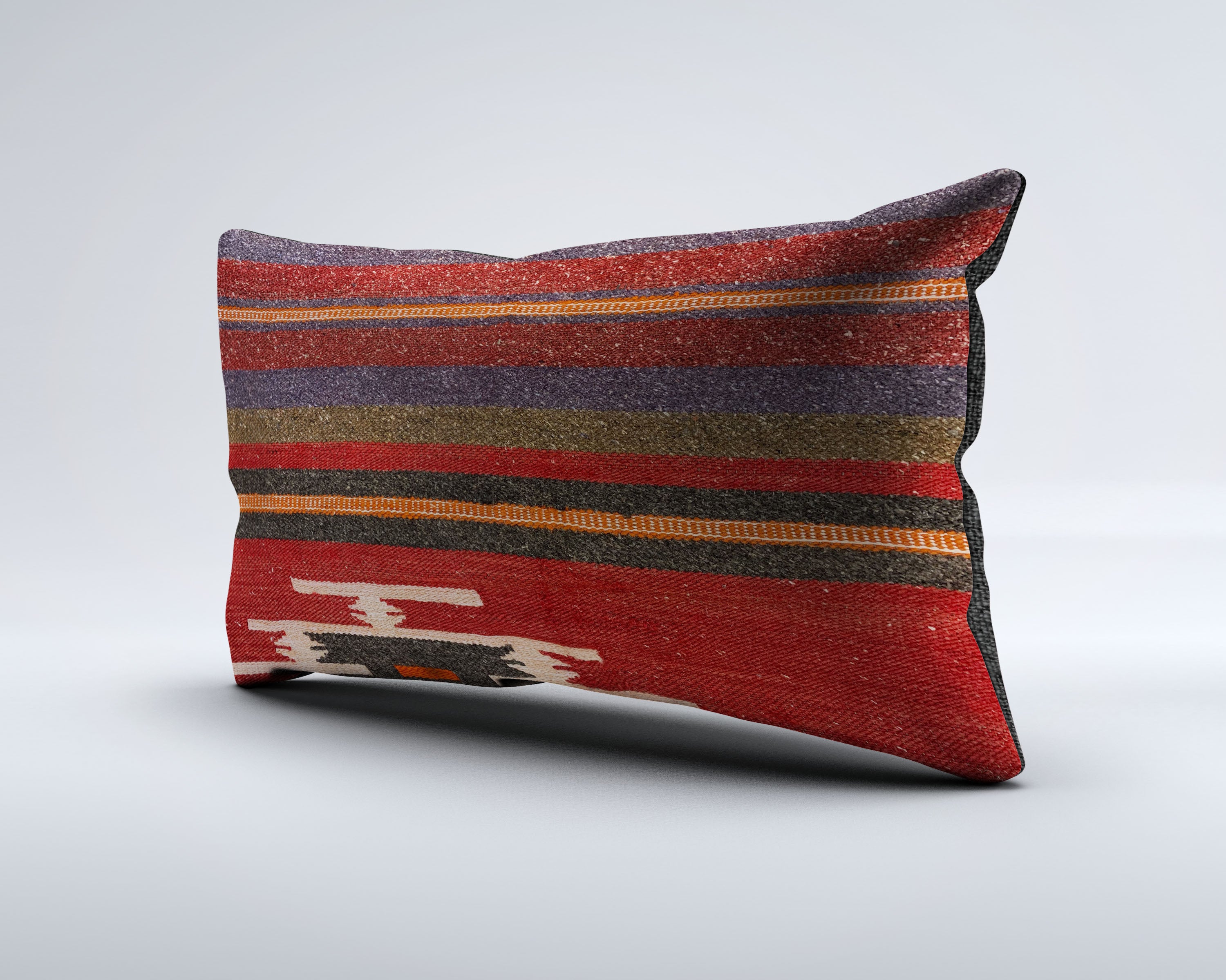 Vintage Turkish Kilim Cushion Cover 30x50 cm Lumbar Wool Kelim Pillowcase 35269