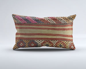 Vintage Turkish Kilim Cushion Cover 30x50 cm Lumbar Wool Kelim Pillowcase 35271
