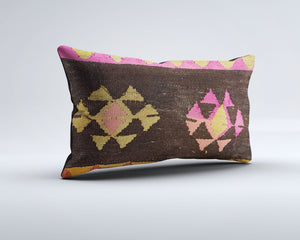 Vintage Turkish Kilim Cushion Cover 30x50 cm Lumbar Wool Kelim Pillowcase 35273