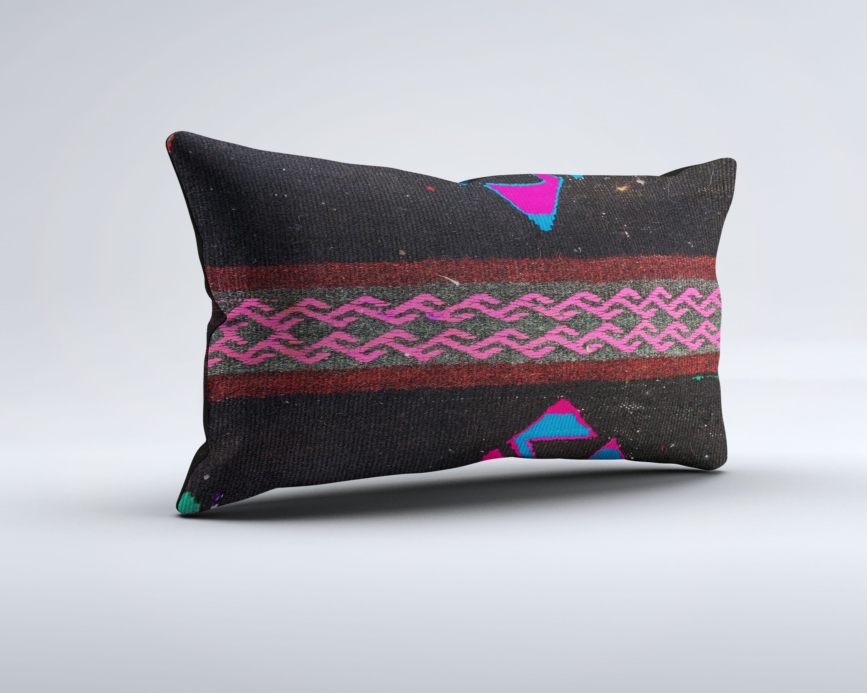 Vintage Turkish Kilim Cushion Cover 30x50 cm Lumbar Wool Kelim Pillowcase 35275