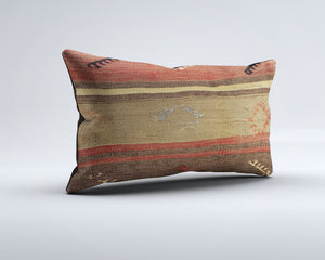 Vintage Turkish Kilim Cushion Cover 30x50 cm Lumbar Wool Kelim Pillowcase 35282