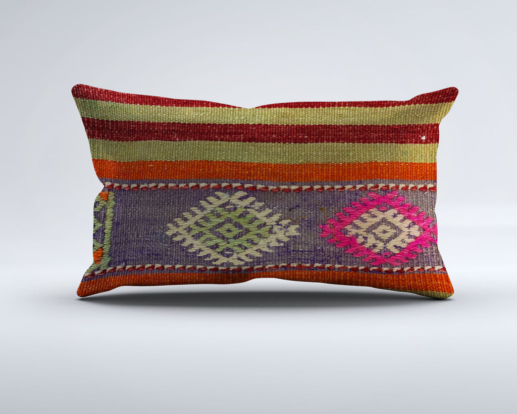 Vintage Turkish Kilim Cushion Cover 30x50 cm Lumbar Wool Kelim Pillowcase 35285