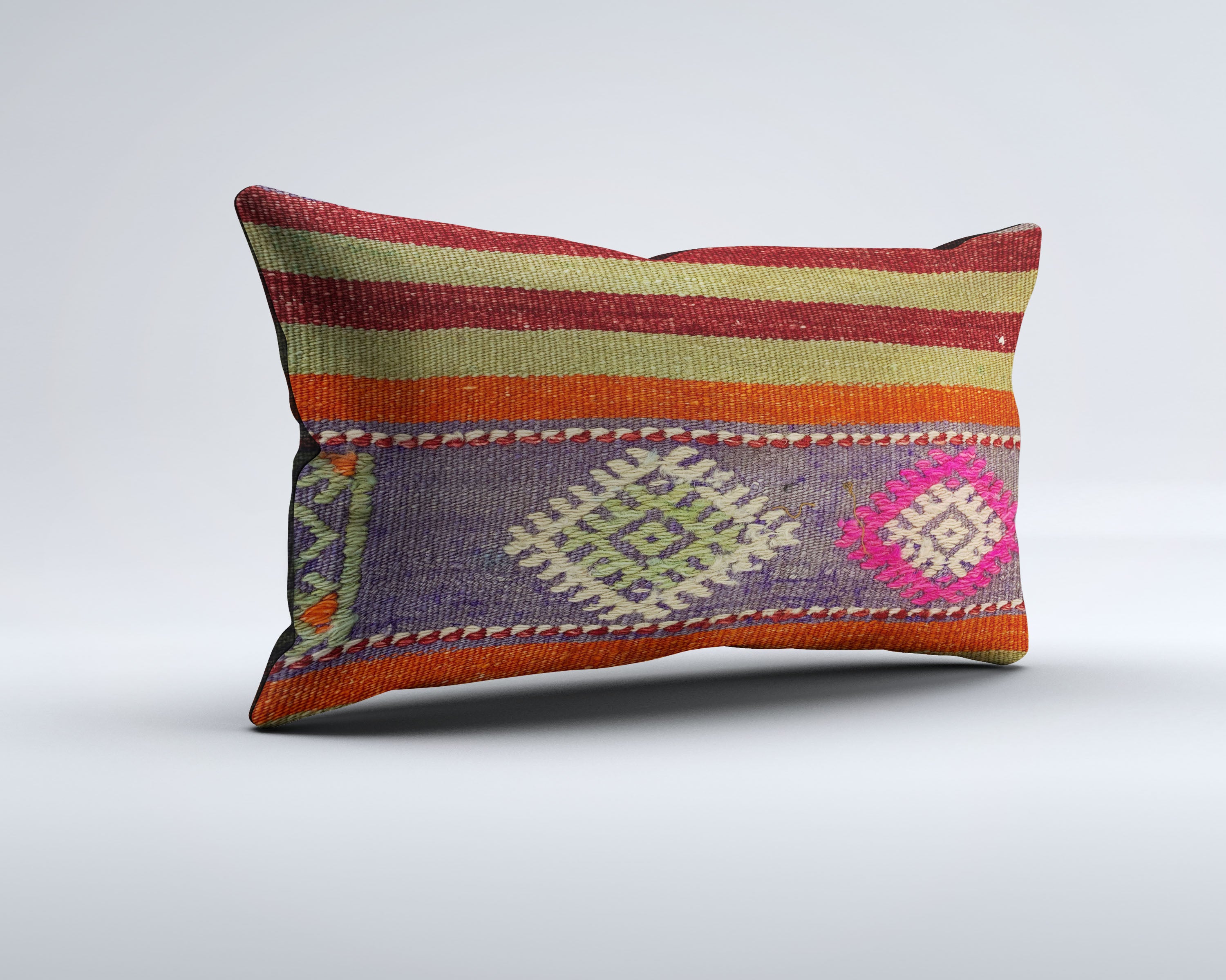Vintage Turkish Kilim Cushion Cover 30x50 cm Lumbar Wool Kelim Pillowcase 35285