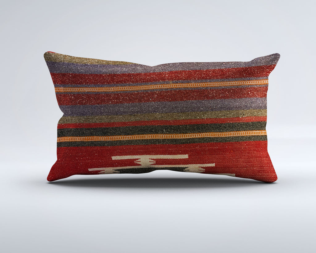 Vintage Turkish Kilim Cushion Cover 30x50 cm Lumbar Wool Kelim Pillowcase 35300