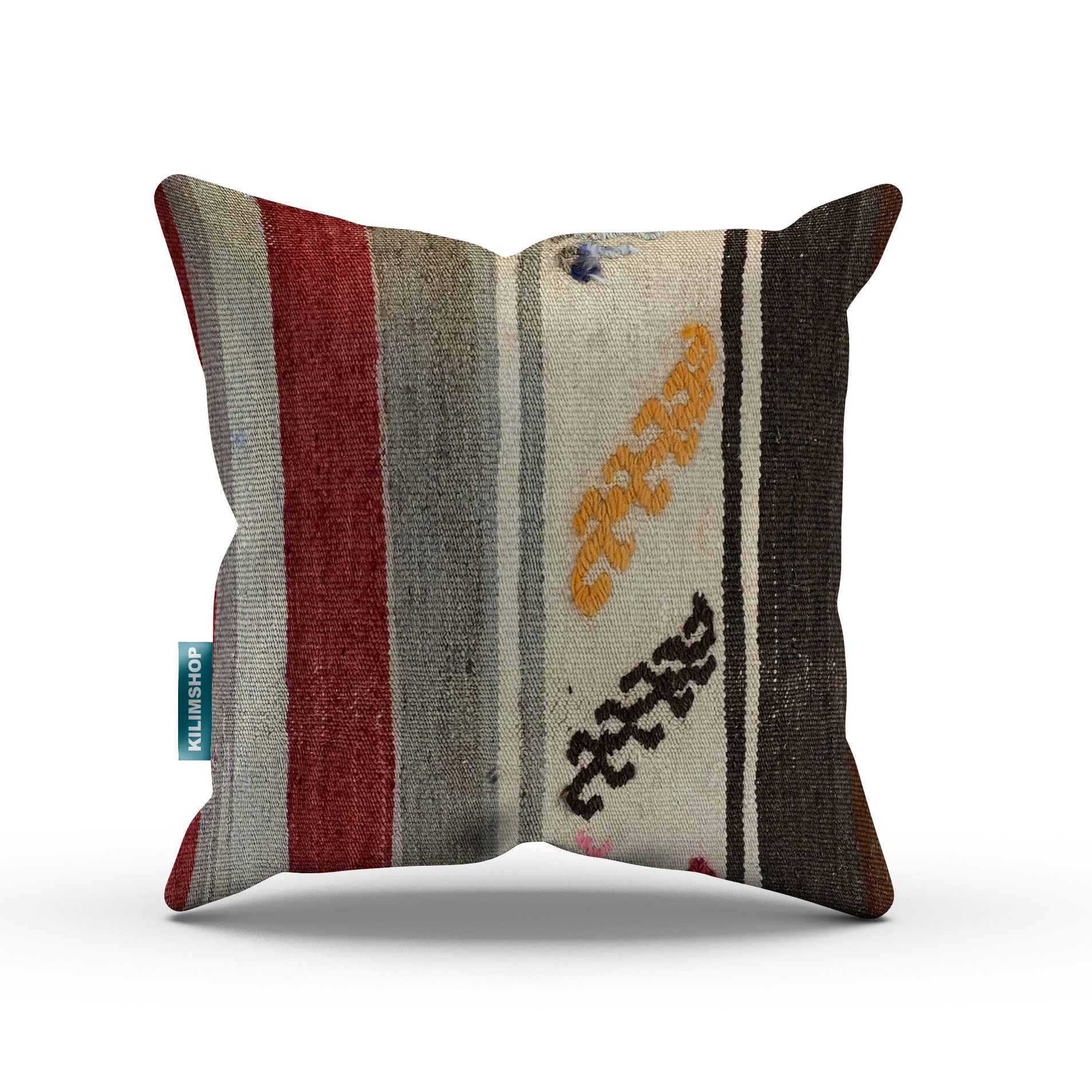 Vintage Kilim Cushion Cover 40x40 cm Square Wool Kelim Pillow Moroccan Decor