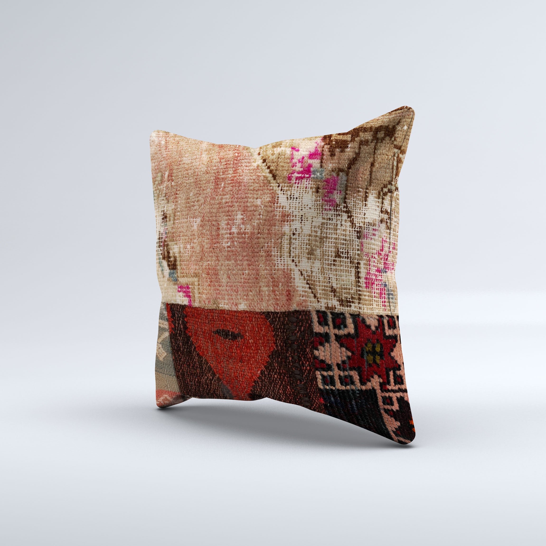 Vintage Turkish Kilim Cushion Cover 40x40 cm Square Wool Kelim Pillowcase  40826