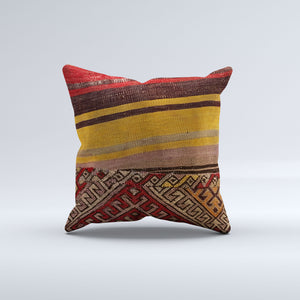Vintage Turkish Kilim Cushion Cover 40x40 cm Square Wool Kelim Pillowcase  40865