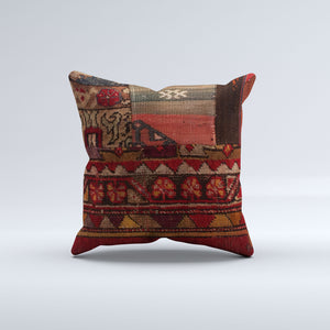 Carpet Cushion Cover, Pillow Case 40x40 cm Turkish Kilim, Handmade  40911